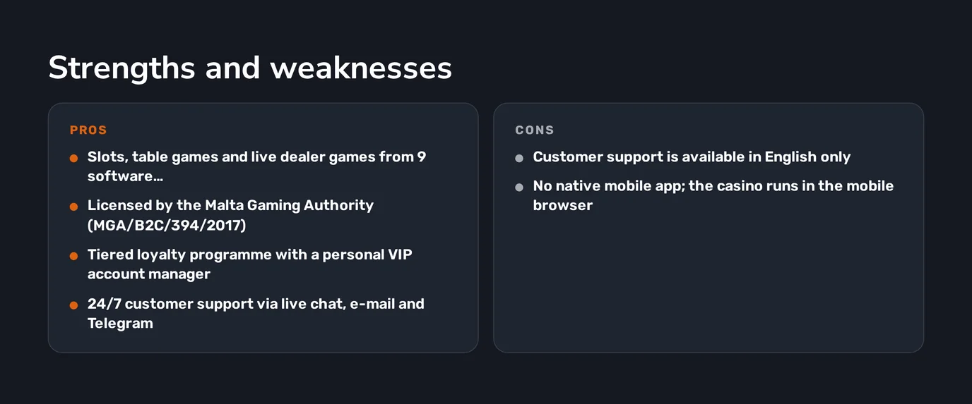 Praise Casino key features overview